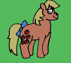 Size: 640x563 | Tagged: safe, artist:whistle blossom, imported from derpibooru, applejack (g1), earth pony, pony, female, g1, green background, looking at you, mare, simple background, solo, standing