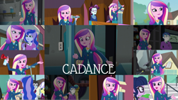 Size: 1972x1111 | Tagged: safe, edit, edited screencap, editor:quoterific, imported from derpibooru, screencap, jet set, princess cadance, princess luna, principal abacus cinch, sci-twi, shining armor, spike, spike the regular dog, twilight sparkle, upper crust, dog, human, equestria girls, friendship games, :o, airhorn, blushing, bus, clipboard, dean cadance, duo, duo female, female, male, microphone, open mouth, solo, trio, vice principal luna