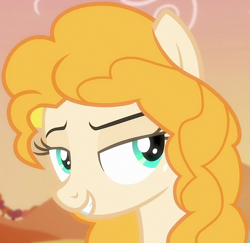 Size: 992x966 | Tagged: safe, imported from derpibooru, screencap, pear butter, earth pony, pony, the perfect pear, bedroom eyes, cropped, female, mare, smug, solo