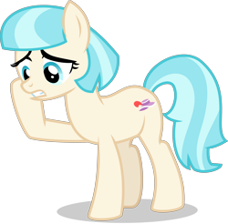Size: 9158x9015 | Tagged: safe, alternate version, artist:thatusualguy06, edit, imported from derpibooru, coco pommel, earth pony, pony, made in manehattan, .svg available, absurd resolution, accessory-less edit, female, gritted teeth, mare, missing accessory, show accurate, simple background, solo, svg, teeth, transparent background, vector, we don't normally wear clothes, worried