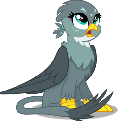 Size: 4032x4154 | Tagged: safe, artist:anime-equestria, imported from derpibooru, gabby, griffon, female, looking up, open mouth, simple background, sitting, solo, transparent background, vector, wings