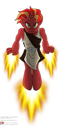 Size: 1500x3060 | Tagged: safe, artist:niban-destikim, imported from derpibooru, oc, oc only, oc:pyro, anthro, unguligrade anthro, unicorn, clothes, fire, flying, horn, looking at you, male, no source, patreon, patreon logo, patreon reward, simple background, solo, solo male, transparent background