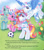 Size: 1280x1444 | Tagged: safe, artist:heckyeahponyscans, artist:lyn fletcher, imported from derpibooru, minty, star catcher, sunny daze (g3), sweet breeze, earth pony, pegasus, pony, beach towel, bipedal, braid, charm, clothes, decoration, flower, flying, football, g3, jewelry, looking, looking down, mini flags, necklace, official, pole, polo shirt, pony field day, ponytail, ribbon, scan, scrunchie, soccer ball (object), t-shirt, t-shirts, tulip, tying, visor, wrapped up