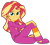 Size: 1282x1143 | Tagged: safe, artist:gmaplay, imported from derpibooru, sunset shimmer, equestria girls, equestria girls series, wake up!, spoiler:eqg series (season 2), clothes, cute, lidded eyes, looking at you, pajamas, pijama, raised eyebrow, shimmerbetes, simple background, sitting, slippers, smiling, solo, transparent background, vector, wake up!: applejack