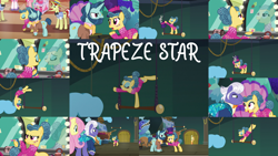 Size: 1280x721 | Tagged: safe, edit, edited screencap, editor:quoterific, imported from derpibooru, screencap, applejack, flam, flim, fluttershy, gladmane, magic hat, trapeze star, earth pony, pegasus, pony, rabbit, unicorn, viva las pegasus, angry, animal, applejack's hat, cowboy hat, eyes closed, female, flim flam brothers, hat, lipstick, male, open mouth, ship