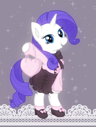 Size: 1200x1600 | Tagged: safe, artist:podiponi, imported from derpibooru, rarity, pony, unicorn, bipedal, clothes, female, heart, looking at you, mare, open mouth, shoes, skirt, socks, solo