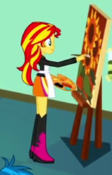 Size: 250x390 | Tagged: safe, imported from derpibooru, screencap, sunset shimmer, eqg summertime shorts, equestria girls, the art of friendship, cropped