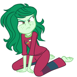 Size: 1102x1100 | Tagged: safe, artist:gmaplay, imported from derpibooru, wallflower blush, equestria girls, barefoot, clothes, clothes swap, feet, pajamas, simple background, solo, transparent background