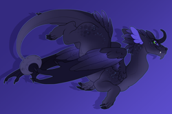 Size: 1500x1000 | Tagged: safe, artist:seffiron, imported from derpibooru, oc, oc only, oc:dusk danger, dracony, dragon, hybrid, pony, interspecies offspring, offspring, parent:nightmare moon, parent:spike, solo