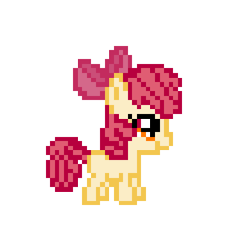 Size: 400x400 | Tagged: safe, artist:ladypixelheart, imported from derpibooru, apple bloom, earth pony, pony, 8-bit, bow, female, filly, pixel art, simple background, solo, white background