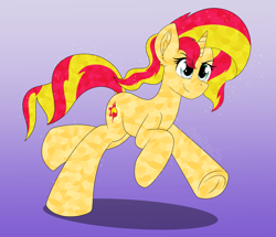 Size: 4300x3700 | Tagged: safe, alternate version, artist:aarondrawsarts, imported from derpibooru, sunset shimmer, crystal pony, unicorn, commission, commissioner:reversalmushroom, crystallized, dock, female, running