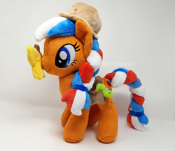 Size: 3732x3212 | Tagged: safe, artist:hipsterowlet, imported from derpibooru, oc, oc only, oc:ember, oc:ember (hwcon), butterfly, earth pony, pony, female, hearth's warming con, irl, mare, photo, plushie, solo