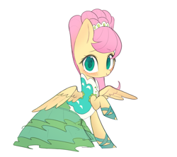 Size: 4393x3906 | Tagged: safe, artist:choyamy, imported from derpibooru, fluttershy, pegasus, pony, green isn't your color, absurd resolution, alternate hairstyle, blushing, clothes, cute, dress, female, looking at you, mare, shyabetes, simple background, solo, white background