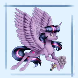 Size: 2000x2000 | Tagged: safe, artist:brilliant-luna, imported from derpibooru, twilight sparkle, alicorn, pony, abstract background, bouquet, female, flower, solo, twilight sparkle (alicorn)