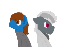 Size: 1300x1000 | Tagged: safe, artist:derpy_the_duck, imported from derpibooru, oc, oc:derp, oc:yuri, earth pony, clothes, simple background, transparent background