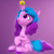 Size: 2131x2130 | Tagged: safe, artist:psfmer, imported from derpibooru, izzy moonbow, pony, unicorn, spoiler:g5, 3d, :o, ball, female, g4, g5, g5 to g4, gradient background, gradient mane, gradient tail, high res, horn, horn guard, horn impalement, hornball, izzy's tennis ball, looking up, mare, open mouth, purple background, raised hoof, raised leg, sfm pony, simple background, sitting, solo, source filmmaker, tennis ball, unshorn fetlocks