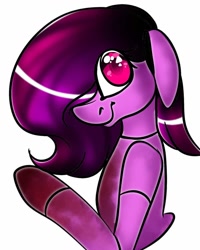 Size: 1080x1350 | Tagged: safe, alternate version, artist:tessa_key_, imported from derpibooru, oc, oc only, earth pony, pony, blood, bust, colored, earth pony oc, eyelashes, partial color, smiling, solo