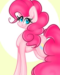 Size: 1080x1350 | Tagged: safe, artist:tessa_key_, imported from derpibooru, pinkie pie, earth pony, pony, eyelashes, female, mare, simple background, smiling, solo, white background
