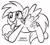 Size: 558x500 | Tagged: safe, artist:marybellamy, imported from derpibooru, derpy hooves, pony, design, food, lineart, monochrome, muffin, open mouth, solo, tongue out, watermark