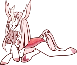 Size: 755x643 | Tagged: safe, artist:velnyx, imported from derpibooru, oc, oc only, oc:mantid orchid, changedling, changeling, female, lying down, prone, simple background, solo, transparent background