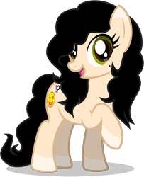 Size: 2437x3006 | Tagged: safe, artist:amgiwolf, imported from derpibooru, oc, oc only, oc:amgi, earth pony, pony, earth pony oc, eyelashes, female, mare, open mouth, raised hoof, simple background, smiling, solo, transparent background