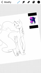 Size: 575x1024 | Tagged: safe, artist:yoonah, imported from derpibooru, oc, oc only, pony, unicorn, chest fluff, duo, horn, horn jewelry, jewelry, lineart, looking back, redraw, unicorn oc