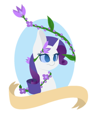 Size: 769x1022 | Tagged: safe, artist:ask-rebellious-cadence, edit, editor:crossovercartoons, imported from derpibooru, rarity, pony, unicorn, banner, circle, cute, flower, frown, glare, sign, simple background, solo, transparent, transparent background, vine
