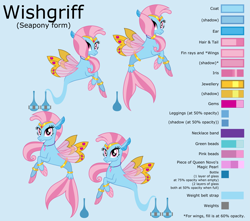 Size: 13621x12030 | Tagged: safe, artist:ethanjacobsyrosca, imported from derpibooru, oc, oc:wishgriff, genie, seapony (g4), bottle, gold, jewelry, not silverstream, redesign, reference sheet