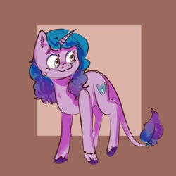 Size: 2000x2000 | Tagged: safe, artist:cr0_1__, imported from derpibooru, izzy moonbow, pony, unicorn, abstract background, bracelet, female, g5, jewelry, leonine tail, mare, solo, unshorn fetlocks