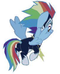 Size: 1280x1568 | Tagged: safe, artist:benpictures1, imported from derpibooru, rainbow dash, zapp, pegasus, pony, power ponies (episode), butt, clothes, female, inkscape, plot, power ponies, simple background, solo, transparent background, vector