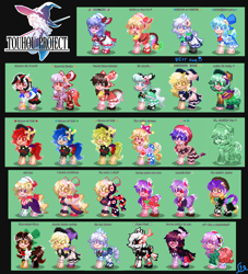 Size: 2000x2200 | Tagged: safe, imported from derpibooru, pony, pony town, bow, cirno, clothes, clownpiece, cute, doremy sweet, dress, female, females only, flandre scarlet, fujiwara no mokou, glasses, hakurei reimu, hat, hata no kokoro, hecatia lapislazuli, hijiri byakuren, izayoi sakuya, kijin seija, kirisame marisa, komeiji koishi, konpaku youmu, mare, nickname, ponified, reisen udongein inaba, reiuji utsuho, remilia scarlet, skirt, touhou, usami sumireko, yakumo yukari