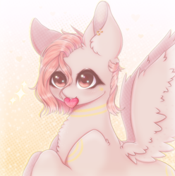 Size: 1090x1100 | Tagged: safe, artist:saltyvity, imported from derpibooru, oc, oc only, pegasus, pony, cute, ear piercing, earring, heart, jewelry, nya, piercing, solo, sparkles