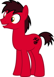 Size: 1024x1453 | Tagged: safe, artist:edy_january, imported from derpibooru, oc, oc only, oc:john red.mason, oc:red, earth pony, pony, american, angry birds, canada, cutie mark, john red.mason, male, marines, ponified, red, red bird, solo, stallion, usmc
