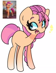 Size: 1740x2279 | Tagged: safe, artist:kindakismet, imported from derpibooru, sunny starscout, earth pony, pony, spoiler:my little pony: a new generation, braid, cute, female, g5, mare, my little pony: a new generation, open mouth, simple background, solo, sunnybetes, white background