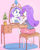 Size: 1278x1590 | Tagged: safe, artist:fuyugi, artist:nendo, imported from derpibooru, rarity, equestria girls, :3, applying makeup, barefoot, clothes, cutie mark, cutie mark on clothes, dresser, eyeshadow, feet, lipstick, makeup, mirror, rug, sitting, solo, table