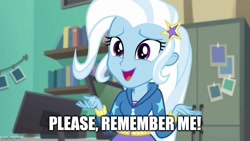 Size: 736x414 | Tagged: safe, edit, edited screencap, imported from derpibooru, screencap, trixie, equestria girls, equestria girls series, forgotten friendship, caption, image macro, imgflip, meme, text, trixie yells at everything