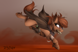 Size: 6000x4000 | Tagged: safe, artist:lucythunderforth, imported from derpibooru, oc, oc only, earth pony, pony, fallout equestria, alcohol, bottle, bullet, gun, handgun, revolver, running, scared, weapon