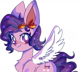 Size: 1416x1304 | Tagged: safe, artist:ubenekomata, imported from derpibooru, pipp petals, pegasus, pony, adorapipp, blushing, chest fluff, cute, female, g5, looking at you, mare, pipp, simple background, smiling, solo, white background