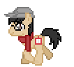 Size: 106x96 | Tagged: safe, artist:amgiwolf, imported from derpibooru, oc, oc only, earth pony, pony, animated, base used, clothes, earth pony oc, eyelashes, gif, glasses, hat, male, pixel art, scarf, simple background, smiling, solo, stallion, transparent background, walking