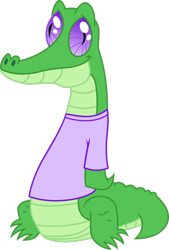 Size: 2015x2977 | Tagged: safe, artist:dash-o-salt, imported from derpibooru, gummy, alligator, bipedal, clothes, looking at you, shirt, simple background, slit pupils, smiling, smiling at you, solo, t-shirt, transparent background