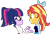 Size: 1111x758 | Tagged: safe, artist:jadeharmony, artist:jadethepegasus, imported from derpibooru, sci-twi, sunset shimmer, twilight sparkle, human, fanfic:sunset shimmer discovers her feet, equestria girls, bowtie, crossover, cute, duo, duo female, excited, fanfic art, female, glasses, happy, humanized, lesbian, scared, scitwishimmer, shimmerbetes, shipping, sunsetsparkle, the little mermaid