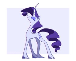 Size: 1280x1018 | Tagged: safe, artist:watchoutoprah, imported from derpibooru, rarity, pony, unicorn, curved horn, eyes closed, eyeshadow, female, horn, makeup, mare, redesign, simple background, unshorn fetlocks, white background