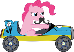 Size: 2929x2048 | Tagged: safe, artist:dash-o-salt, imported from derpibooru, pinkie pie, pony, car, determined smile, driving, kart, racecar, simple background, smiling, solo, transparent background