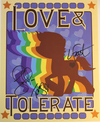 Size: 2211x2711 | Tagged: safe, artist:dash-o-salt, imported from derpibooru, lauren faust, love and tolerate, poster, propaganda, signature, signed, silhouette
