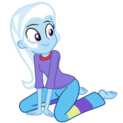 Size: 1102x1100 | Tagged: safe, artist:gmaplay, imported from derpibooru, trixie, equestria girls, alternate hairstyle, clothes, clothes swap, different hairstyle, pajamas, pijama, simple background, solo, transparent background