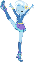 Size: 1048x1858 | Tagged: safe, alternate version, artist:gmaplay, imported from derpibooru, trixie, equestria girls, holding leg, simple background, solo, standing, standing on one leg, strategically covered, transparent background