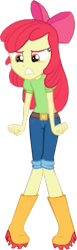 Size: 492x1600 | Tagged: safe, edit, edited screencap, imported from derpibooru, screencap, apple bloom, human, equestria girls, equestria girls series, holidays unwrapped, spoiler:eqg series (season 2), angry, apple bloom's bow, background removed, belt, boots, bow, clothes, female, frustrated, gritted teeth, hair bow, jeans, looking down, not a vector, pants, rain boots, shoes, solo, teeth, the cider louse fools