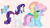 Size: 1544x876 | Tagged: safe, imported from derpibooru, rainbow dash, rainbow dash (g3), rarity, pegasus, pony, unicorn, blushing, g3, g3 to g4, g4, generation leap, rainbow dash is not amused, simple background, trio, unamused