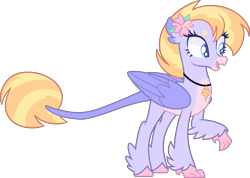 Size: 2098x1495 | Tagged: safe, artist:kurosawakuro, imported from derpibooru, oc, oc only, classical hippogriff, hippogriff, hippogriffon, hybrid, base used, female, interspecies offspring, oc name needed, oc needed, offspring, parent:gallus, parent:silverstream, parents:gallstream, simple background, solo, transparent background