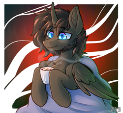Size: 2031x1878 | Tagged: safe, artist:gicme, imported from derpibooru, oc, oc only, alicorn, pony, chocolate, food, hot chocolate, simple background, solo